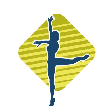 Hareketli bir kadın balerin silueti. Dans eden balerin kızın silueti..