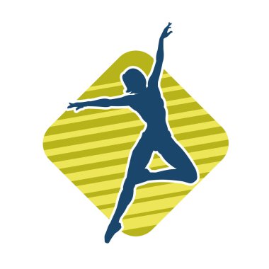 Hareketli bir kadın balerin silueti. Dans eden balerin kızın silueti..