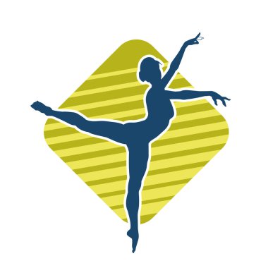 Hareketli bir kadın balerin silueti. Dans eden balerin kızın silueti..