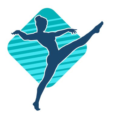 Hareketli bir kadın balerin silueti. Dans eden balerin kızın silueti..