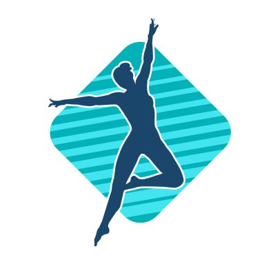 Hareketli bir kadın balerin silueti. Dans eden balerin kızın silueti..