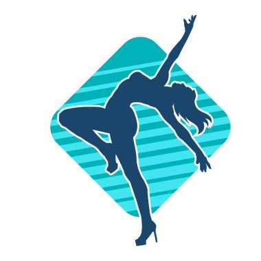 Hareketli bir kadın balerin silueti. Dans eden balerin kızın silueti..