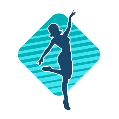 Hareketli bir kadın balerin silueti. Dans eden balerin kızın silueti..