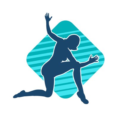 Hareketli bir kadın balerin silueti. Dans eden balerin kızın silueti..