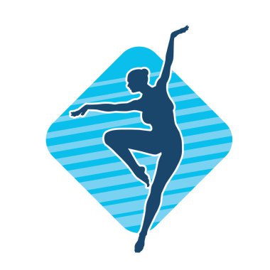 Hareketli bir kadın balerin silueti. Dans eden balerin kızın silueti..