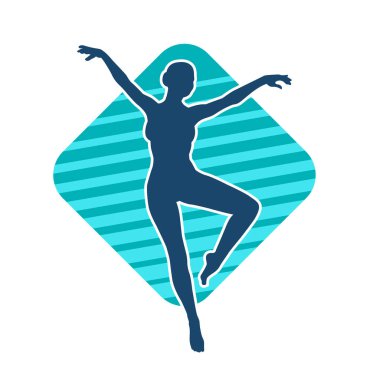 Hareketli bir kadın balerin silueti. Dans eden balerin kızın silueti..