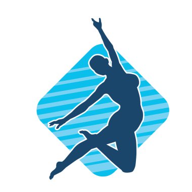 Hareketli bir kadın balerin silueti. Dans eden balerin kızın silueti..