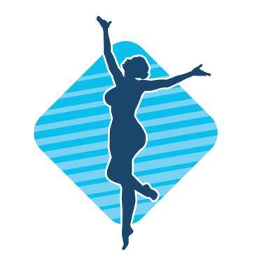 Hareketli bir kadın balerin silueti. Dans eden balerin kızın silueti..