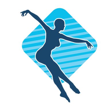 Hareketli bir kadın balerin silueti. Dans eden balerin kızın silueti..