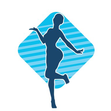 Hareketli bir kadın balerin silueti. Dans eden balerin kızın silueti..