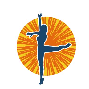 Hareketli bir kadın balerin silueti. Dans eden balerin kızın silueti..