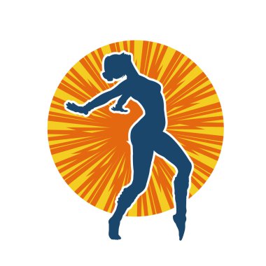 Hareketli bir kadın balerin silueti. Dans eden balerin kızın silueti..