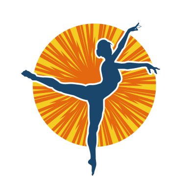 Hareketli bir kadın balerin silueti. Dans eden balerin kızın silueti..