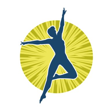 Hareketli bir kadın balerin silueti. Dans eden balerin kızın silueti..