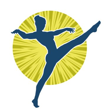 Hareketli bir kadın balerin silueti. Dans eden balerin kızın silueti..