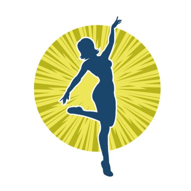 Hareketli bir kadın balerin silueti. Dans eden balerin kızın silueti..