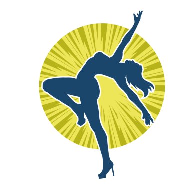 Hareketli bir kadın balerin silueti. Dans eden balerin kızın silueti..