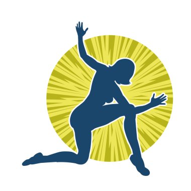 Hareketli bir kadın balerin silueti. Dans eden balerin kızın silueti..