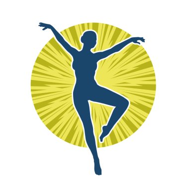 Hareketli bir kadın balerin silueti. Dans eden balerin kızın silueti..