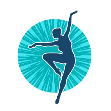 Hareketli bir kadın balerin silueti. Dans eden balerin kızın silueti..