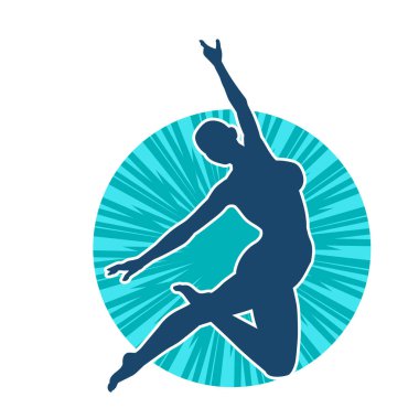 Hareketli bir kadın balerin silueti. Dans eden balerin kızın silueti..