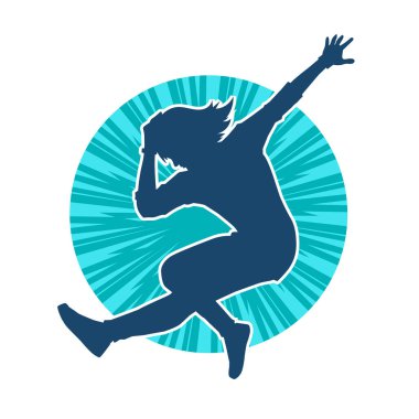 Hareketli bir kadın balerin silueti. Dans eden balerin kızın silueti..