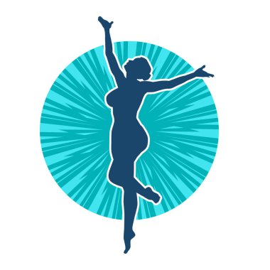 Hareketli bir kadın balerin silueti. Dans eden balerin kızın silueti..