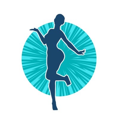 Hareketli bir kadın balerin silueti. Dans eden balerin kızın silueti..