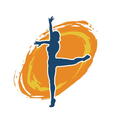 Hareketli bir kadın balerin silueti. Dans eden balerin kızın silueti..