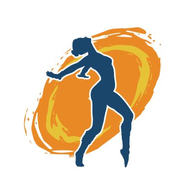 Hareketli bir kadın balerin silueti. Dans eden balerin kızın silueti..