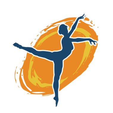 Hareketli bir kadın balerin silueti. Dans eden balerin kızın silueti..