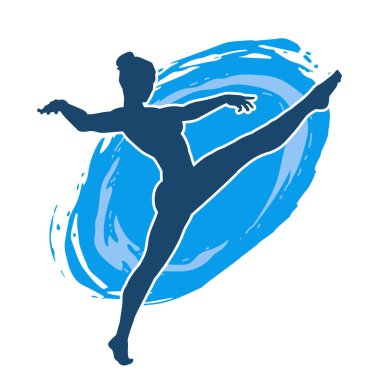 Hareketli bir kadın balerin silueti. Dans eden balerin kızın silueti..