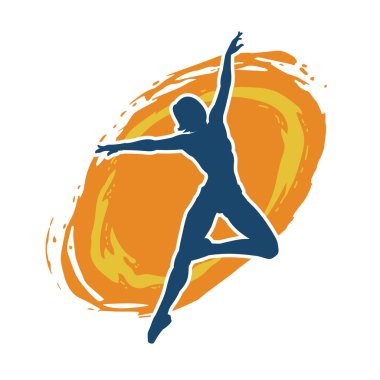 Hareketli bir kadın balerin silueti. Dans eden balerin kızın silueti..