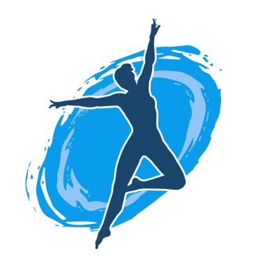 Hareketli bir kadın balerin silueti. Dans eden balerin kızın silueti..