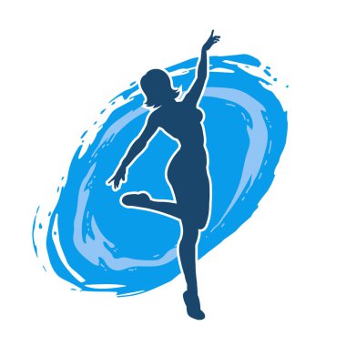 Hareketli bir kadın balerin silueti. Dans eden balerin kızın silueti..