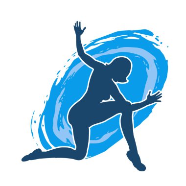 Hareketli bir kadın balerin silueti. Dans eden balerin kızın silueti..