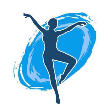 Hareketli bir kadın balerin silueti. Dans eden balerin kızın silueti..