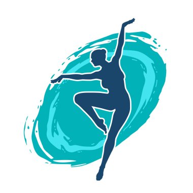 Hareketli bir kadın balerin silueti. Dans eden balerin kızın silueti..