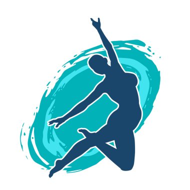 Hareketli bir kadın balerin silueti. Dans eden balerin kızın silueti..