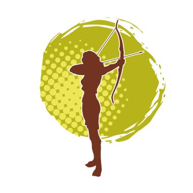 Dişi okçu bir dövüşçünün silueti ok ve yayla pozisyonunu alıyor..