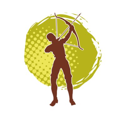 Dişi okçu bir dövüşçünün silueti ok ve yayla pozisyonunu alıyor..