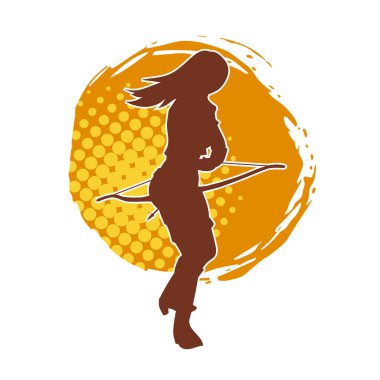 Dişi okçu bir dövüşçünün silueti ok ve yayla pozisyonunu alıyor..