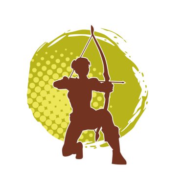 Dişi okçu bir dövüşçünün silueti ok ve yayla pozisyonunu alıyor..