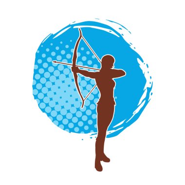 Dişi okçu bir dövüşçünün silueti ok ve yayla pozisyonunu alıyor..