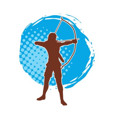 Dişi okçu bir dövüşçünün silueti ok ve yayla pozisyonunu alıyor..