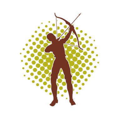 Dişi okçu bir dövüşçünün silueti ok ve yayla pozisyonunu alıyor..