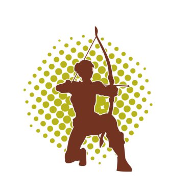 Dişi okçu bir dövüşçünün silueti ok ve yayla pozisyonunu alıyor..