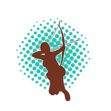 Dişi okçu bir dövüşçünün silueti ok ve yayla pozisyonunu alıyor..