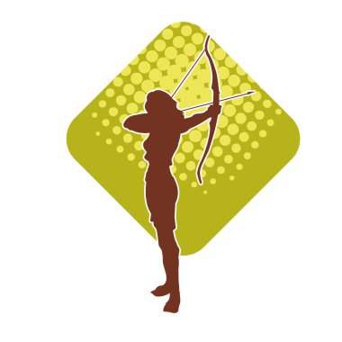 Dişi okçu bir dövüşçünün silueti ok ve yayla pozisyonunu alıyor..