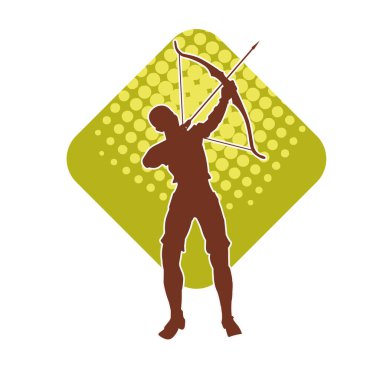 Dişi okçu bir dövüşçünün silueti ok ve yayla pozisyonunu alıyor..